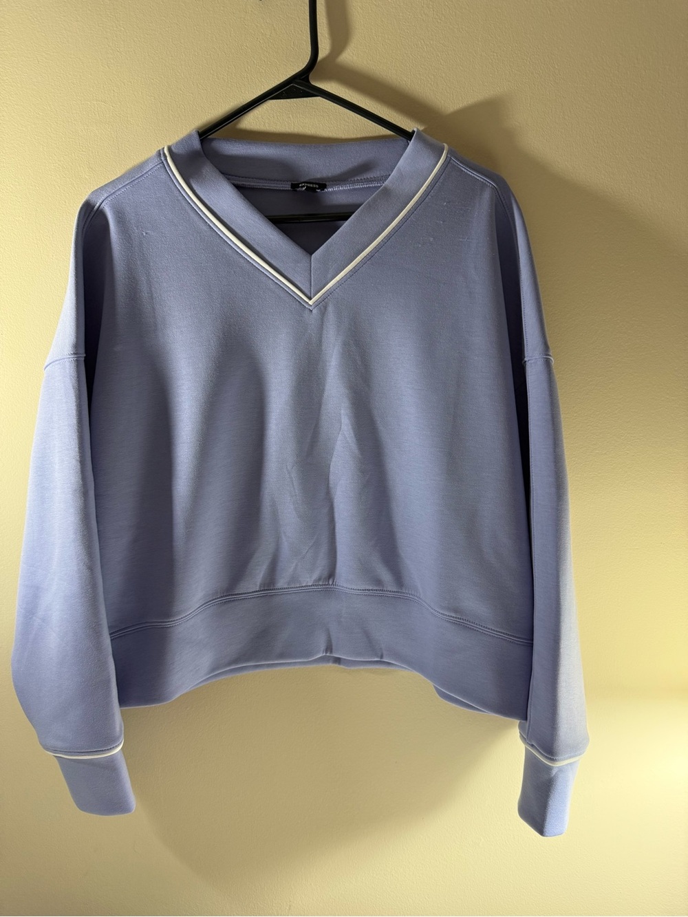 Express Lavender V-Neck Pullover with‎ White Trim